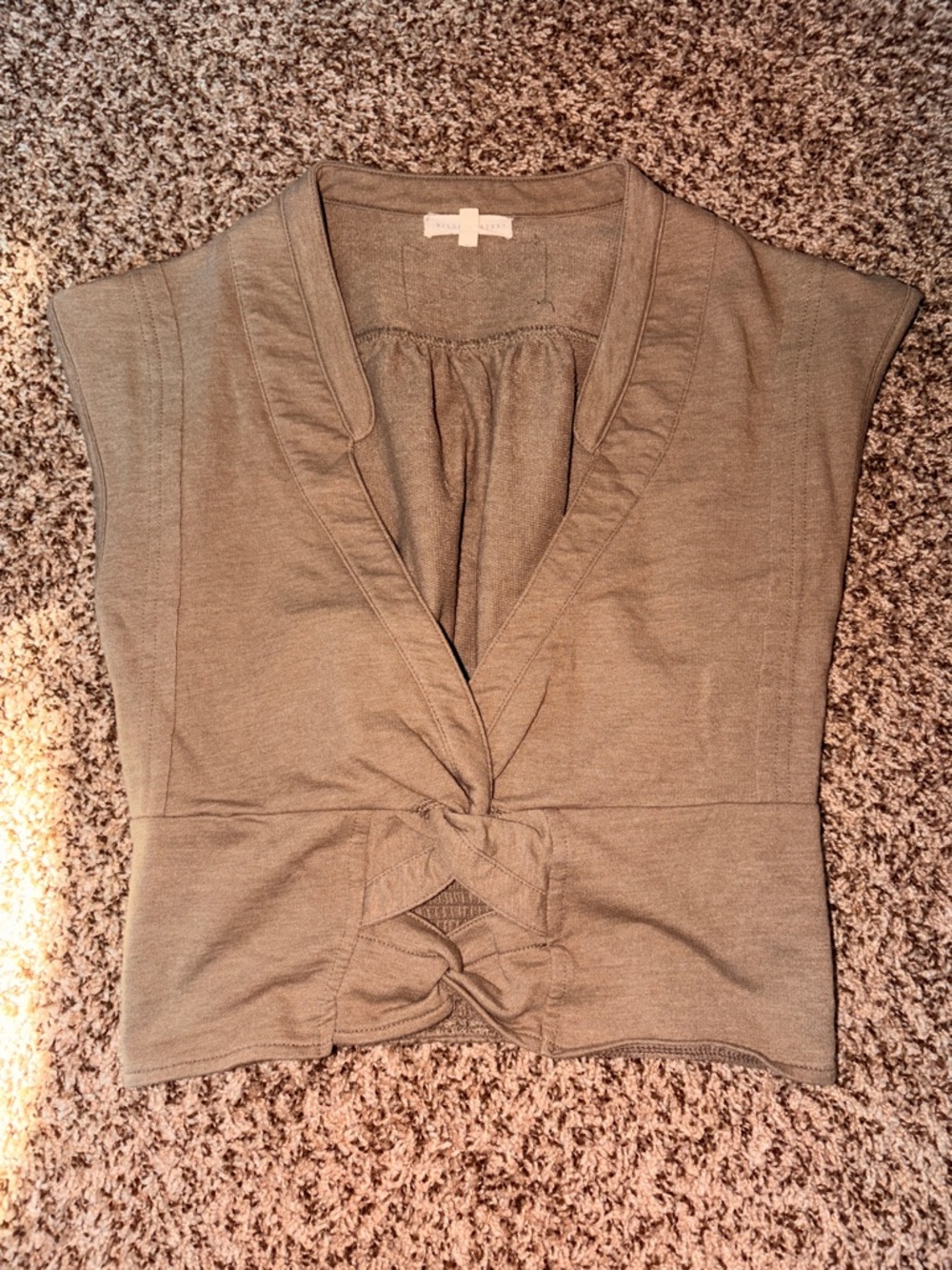 Gilded Intent from Buckle Olive Green Gathered V-Neck Top w/ Cut Outs